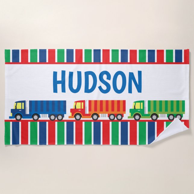 Semi Truck Convoy Personalised Beach Towel (Front)