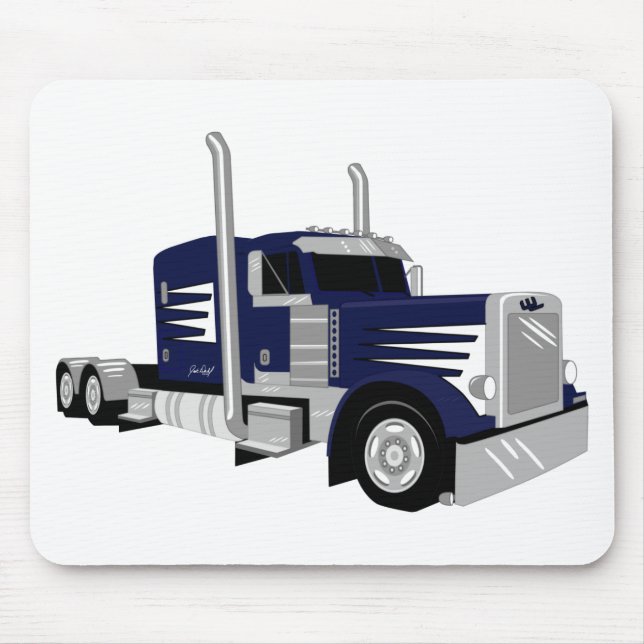 Semi Truck Dark Blue Mouse Pad (Front)