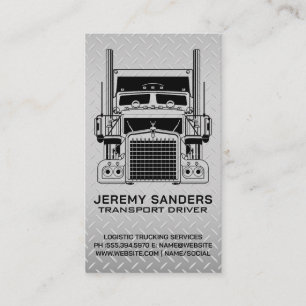 Semi Truck Diamond Plate Steel Background Business Card