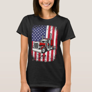 Semi Truck Driver 18 Wheeler Trucker USA American  T-Shirt