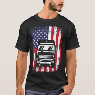 Semi Truck Driver 18 Wheeler Trucker USA American T-Shirt