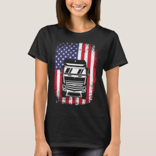 Semi Truck Driver 18 Wheeler Trucker USA American T-Shirt