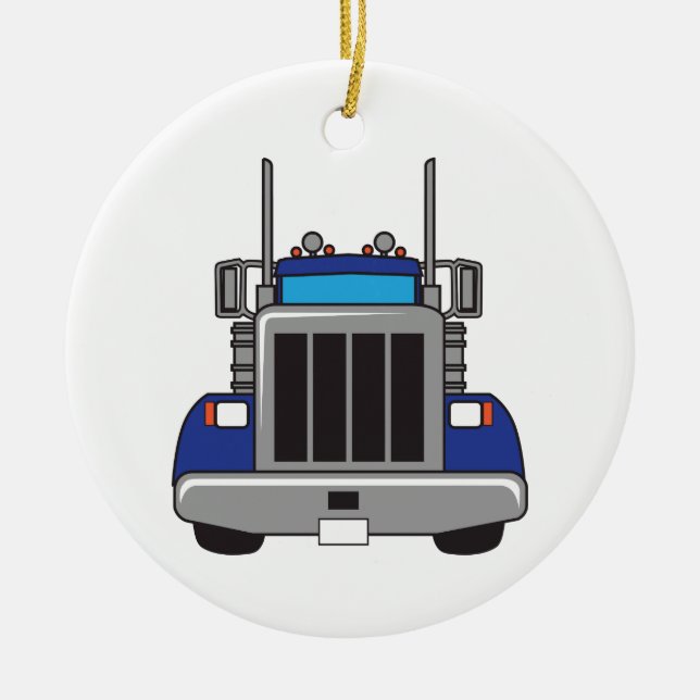 Semi Truck Front Ceramic Tree Decoration (Front)