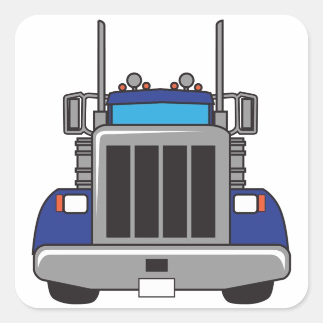 Semi Truck Front Square Sticker (Front)