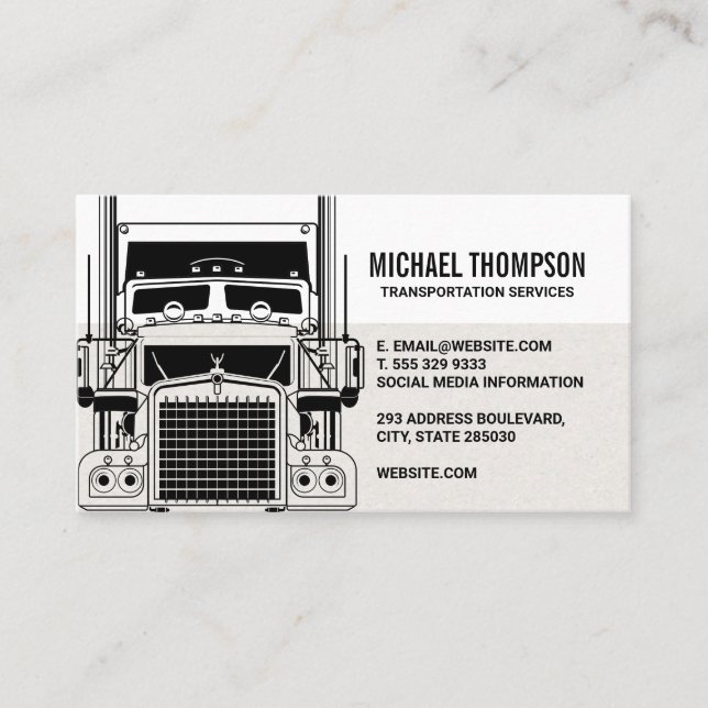 Semi Truck Front View | Transportation Business Card (Front)