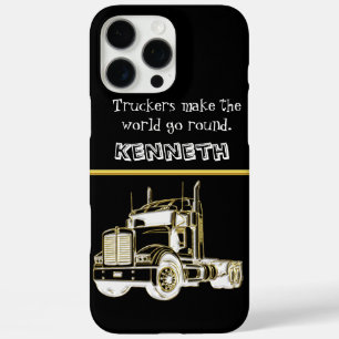 Semi-Truck Golden Digital Illustration iPhone 16 Pro Max Case