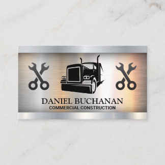 Semi Truck Logo | Wrenches | Metallic Business Card