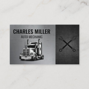 Semi Truck Mechanic Auto Services Business Card