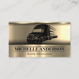 Semi Truck   Metallic Background Business Card