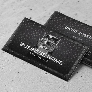Semi Truck Professional Trucking Black Metal Business Card