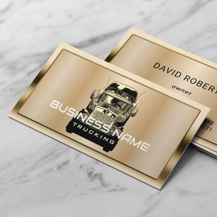 Semi Truck Professional Trucking Modern Gold Frame Business Card