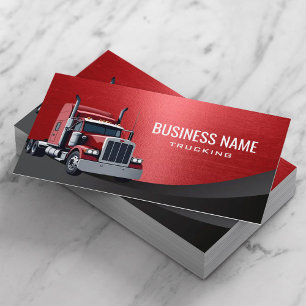 Semi Truck Professional Trucking Red Metal Business Card