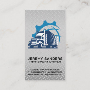 Semi Truck Transport   Diamond Plate Steel Business Card