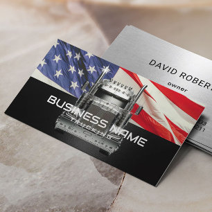 Semi Truck Veteran Trucking American Flag Business Card