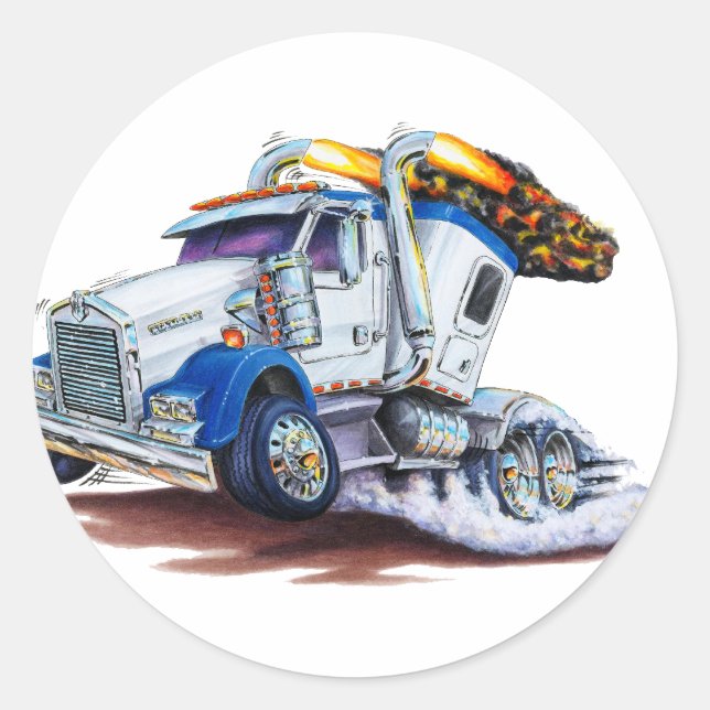 Semi Truck with Sleepercab Classic Round Sticker (Front)