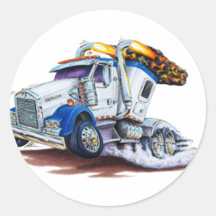 Semi Truck with Sleepercab Classic Round Sticker