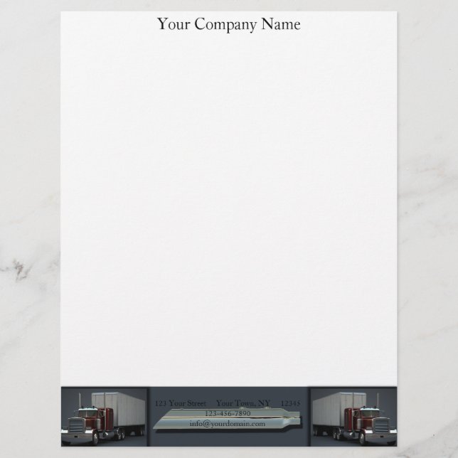 Semi Trucks on Steel Coloured Personalized Letterhead (Front)