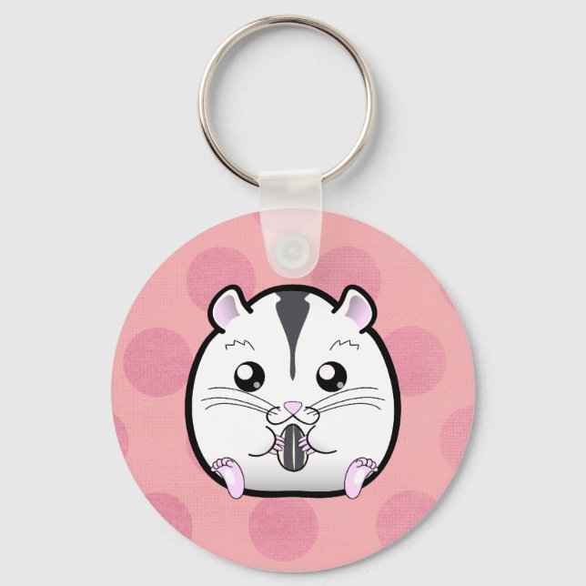 Semi White Russian Dwarf Hamster Key Ring (Front)