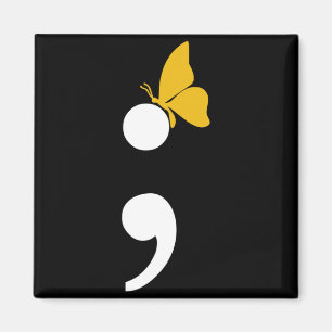 Semicolon Butterfly Depression Prevention Magnet