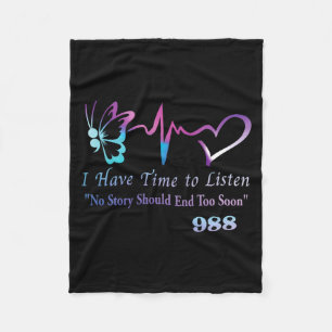 Semicolon Butterfly Heartbeat Prevention Hotline Fleece Blanket