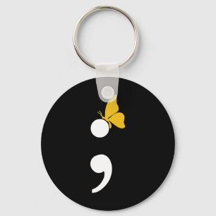 Semicolon Butterfly Suicide Depression Prevention  Key Ring