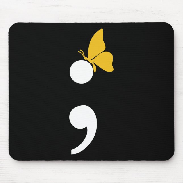 Semicolon Butterfly Suicide Depression Prevention  Mouse Pad (Front)