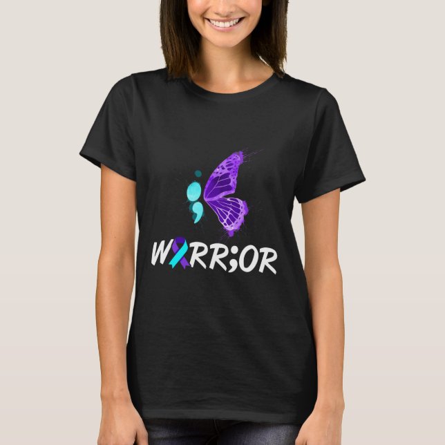 Semicolon Butterfly Suicide Prevention Awareness 1 T-Shirt (Front)