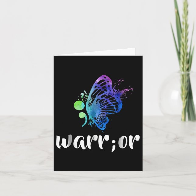 Semicolon Butterfly Suicide Prevention Awareness  Card (Front)