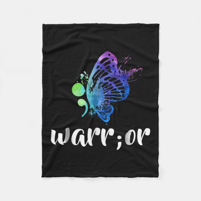 Semicolon Butterfly Suicide Prevention Awareness  Fleece Blanket (Front)