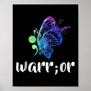 Semicolon Butterfly Suicide Prevention Awareness T Poster