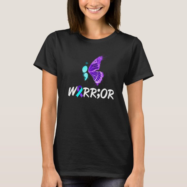 Semicolon Butterfly Suicide Prevention Awareness T-Shirt (Front)
