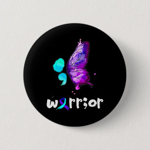 Semicolon Butterfly Watercolor Suicide Prevention 6 Cm Round Badge