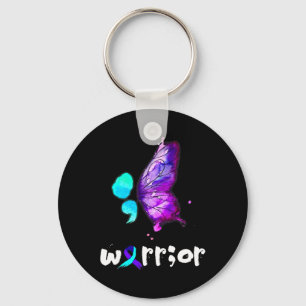 Semicolon Butterfly Watercolor Suicide Prevention  Key Ring