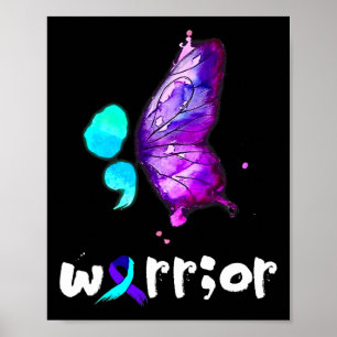 Semicolon Butterfly Watercolor Suicide Prevention Poster
