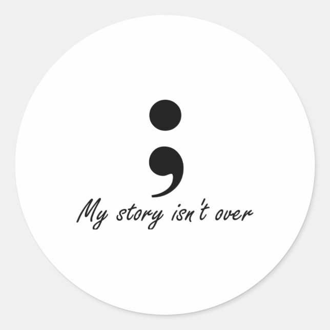 Semicolon  classic round sticker (Front)
