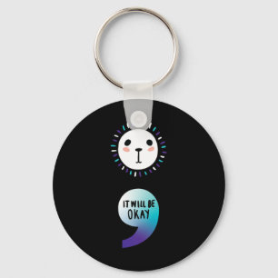 Semicolon Continue Mental Health Awareness Family  Key Ring