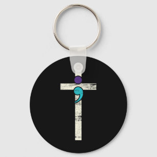 Semicolon Cross Mental Health Awareness Costume Wa Key Ring