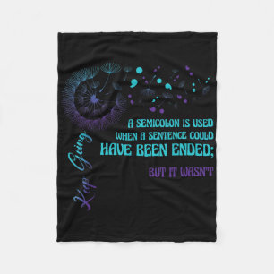 Semicolon Definition Dandelion Suicide Prevention  Fleece Blanket