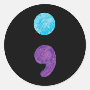 Semicolon Depression Suicide Prevention Awareness Classic Round Sticker