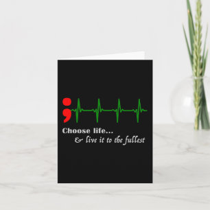Semicolon Ekg Suicide Awareness Prevention  Card