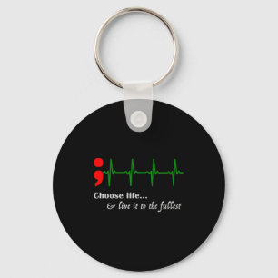 Semicolon Ekg Suicide Awareness Prevention  Key Ring