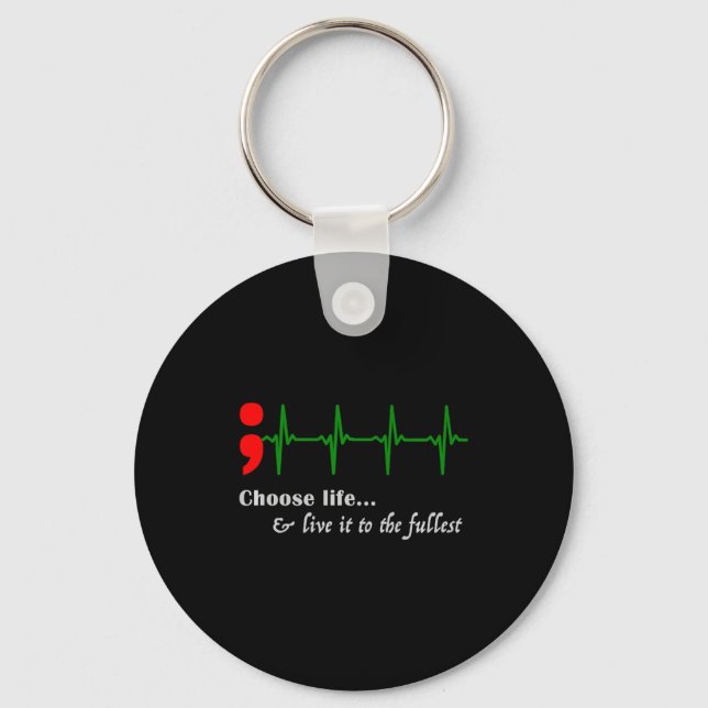 Semicolon Ekg Suicide Awareness Prevention  Key Ring (Front)