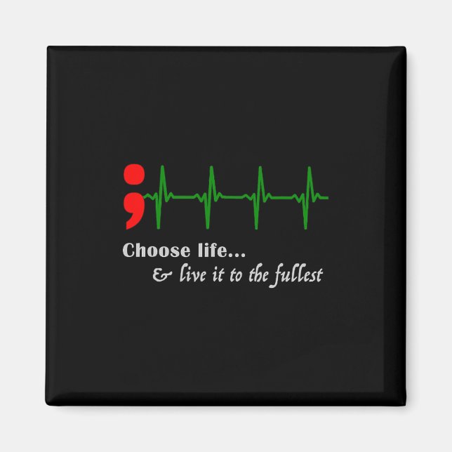 Semicolon Ekg Suicide Awareness Prevention  Magnet (Front)