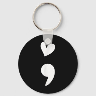 Semicolon Heart Anxiety Mental Health Awareness  Key Ring
