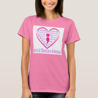 SemiColon Heart for Suicide & Depression Awareness T-Shirt