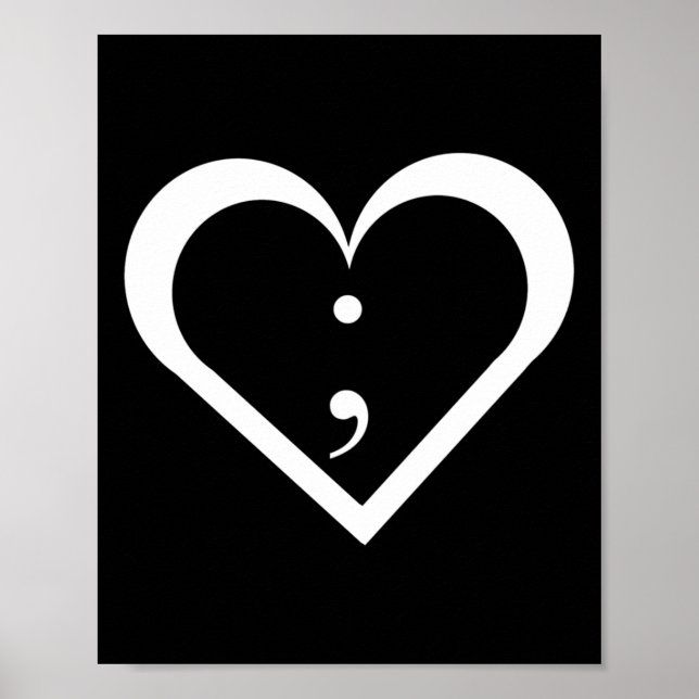 Semicolon Heart Mental Health Awareness Long Sleev Poster (Front)