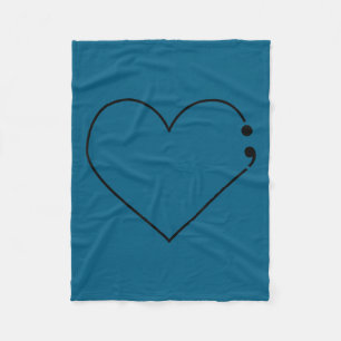 Semicolon Heart Mental Health Awareness Therast De Fleece Blanket
