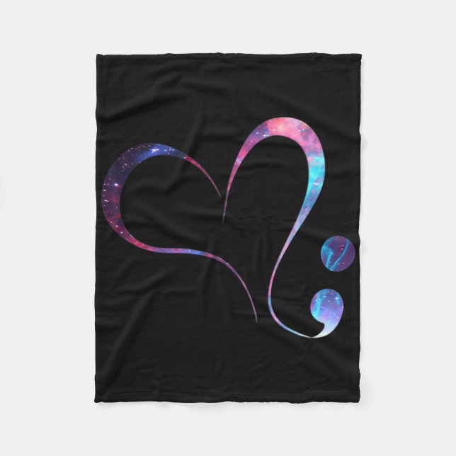 Semicolon Heart Suicide Prevention Awareness  Fleece Blanket (Front)