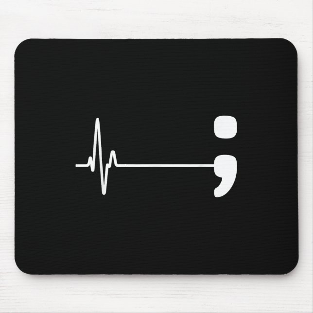 Semicolon Heartbeat Flatline Suicide Prevention Aw Mouse Pad (Front)