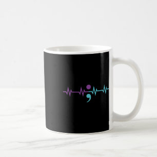 Semicolon Heartbeat Heartrate Suicide Prevention A Coffee Mug